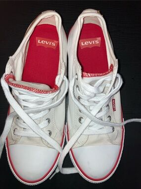 Levi's White Canvas Sneakers with Red Details